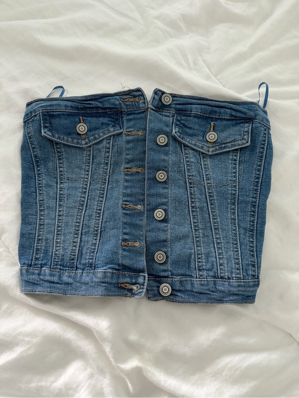 ROJECT/ REBEL  denim Button-Front Denim Tube Top - Blue